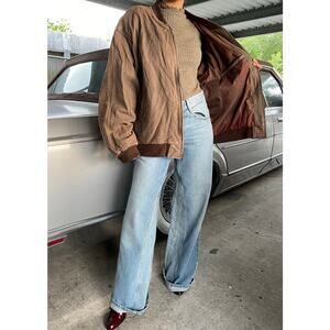 🔥VTG 90s Body Equip Suede Leather Distressed Rusty Bomber Jacket Men’s L- XL